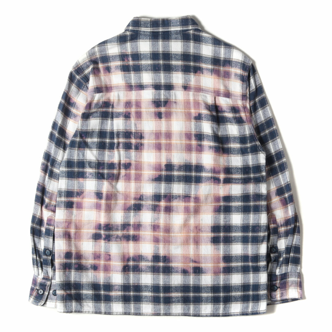 DESCENDANT ディセンダント シャツ サイズ:1 19SS ブリーチ加工 チェック フランネル 長袖 シャツ MOSS CHECK LS  SHIRT ネイビー ホワイト 紺白 トップス カジュアルシャツ 【メンズ】【中古】