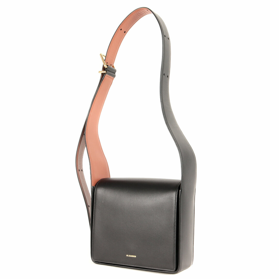 JIL SANDER ジル・サンダー バッグ 近年モデル ロゴエンボス スクエア スリング ショルダー バッグ SLING SHOULDER BAG J07WD0024 P4848 ブラック 黒 【メンズ】【美品】