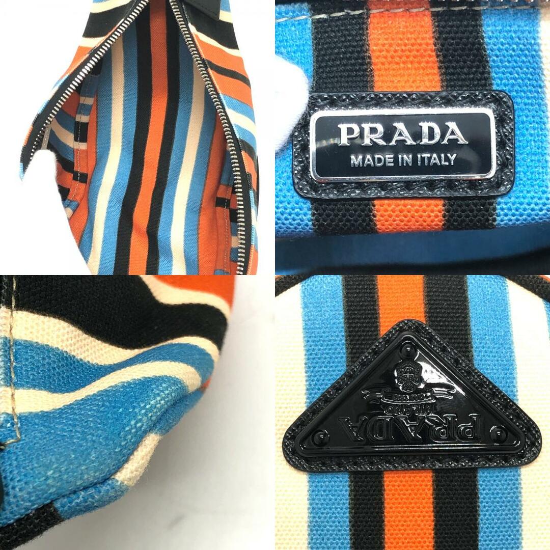 PRADA(プラダ)のプラダ PRADA クラッチバッグ 2NE053 トライアングルロゴ カバン ポーチ キャンバス オレンジ×ブルー メンズのバッグ(その他)の商品写真