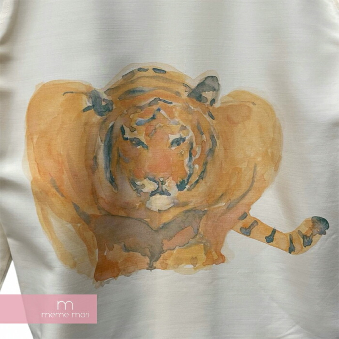 JIL SANDER Tiger Print Shirt JSYU601434MU21303621 ジルサンダー タイガープリントシャツ 長袖 バックプリント ムラ染めプリント シルク混 アイボリー サイズL【231022】【-B】【me04】