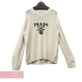 プラダ PRADA ナイロン 切替 フーデッド エルボーパッチ ニット 50 青