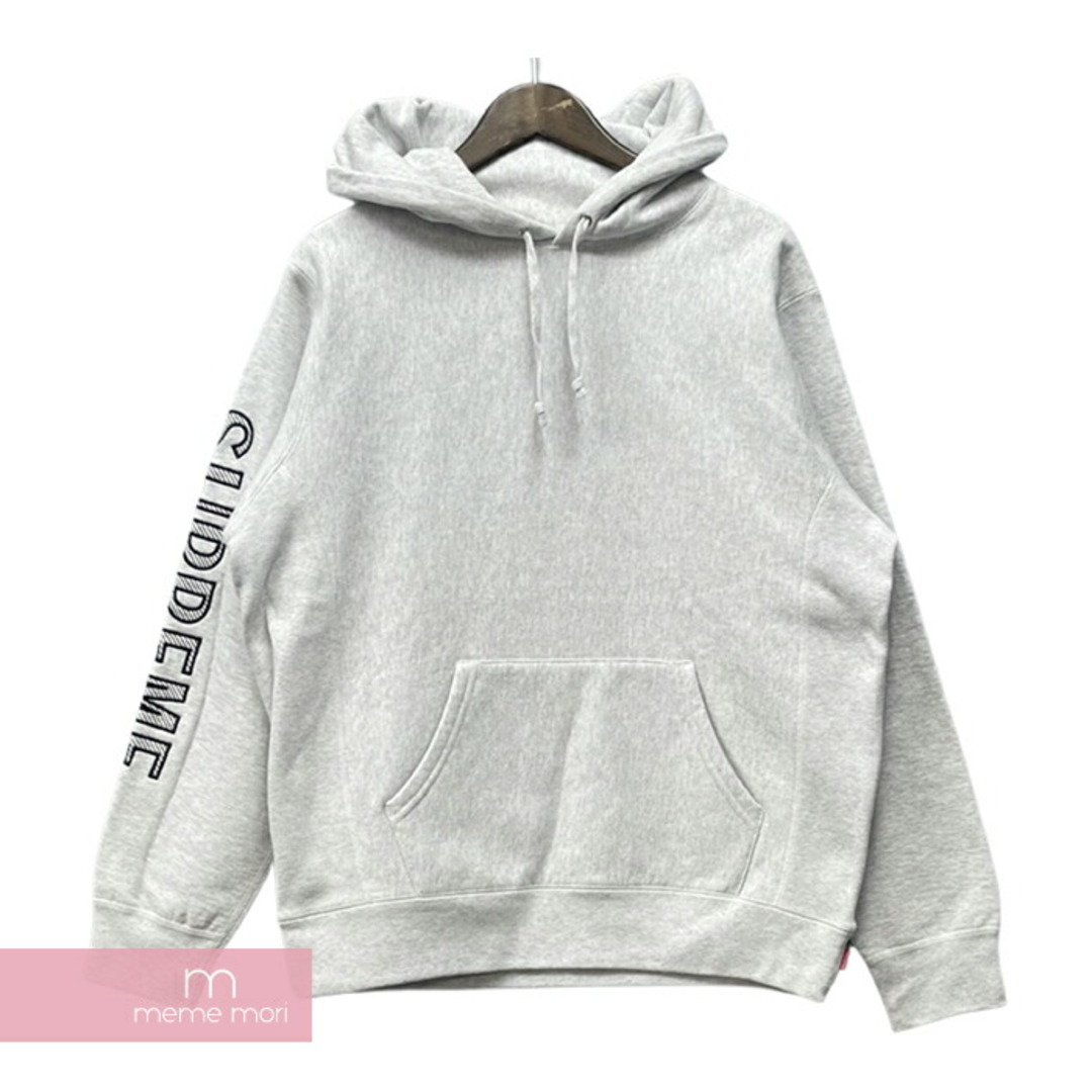 Supreme 2018SS Sleeve Embroidery Hooded Sweatshirt Ash Grey シュプリーム エンブロイデリーフーデッドスウェットシャツ アッシュグレー プルオーバーパーカー サイドロゴ ライトグレー サイズM【231022】【-B】【me04】のサムネイル