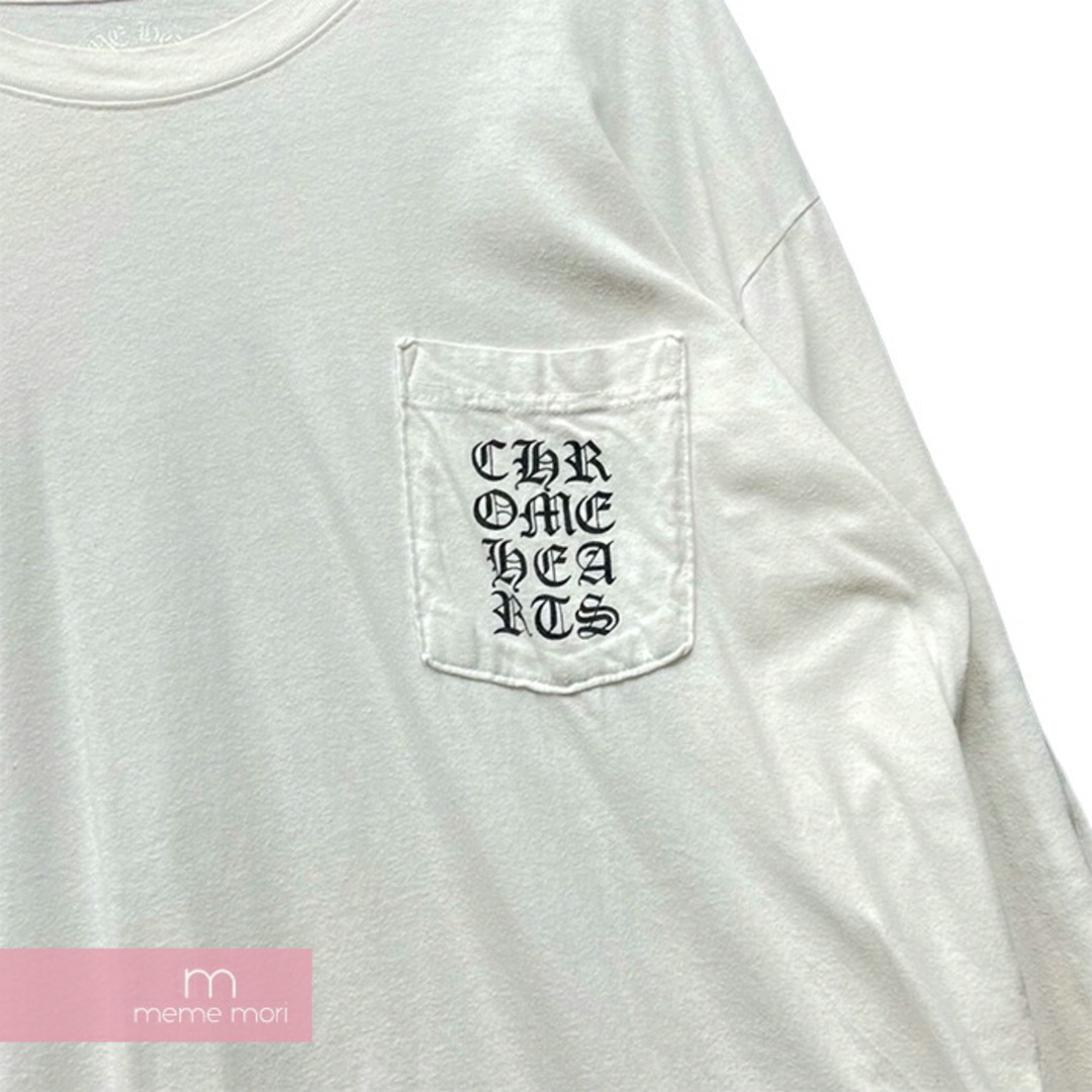 CHROME HEARTS Square Logo L/S Tee クロムハーツ スクエアロゴロングスリーブTシャツ 長袖カットソー ロンT ポケT 袖プリント ホワイト サイズXL【231023】【-C】【me04】