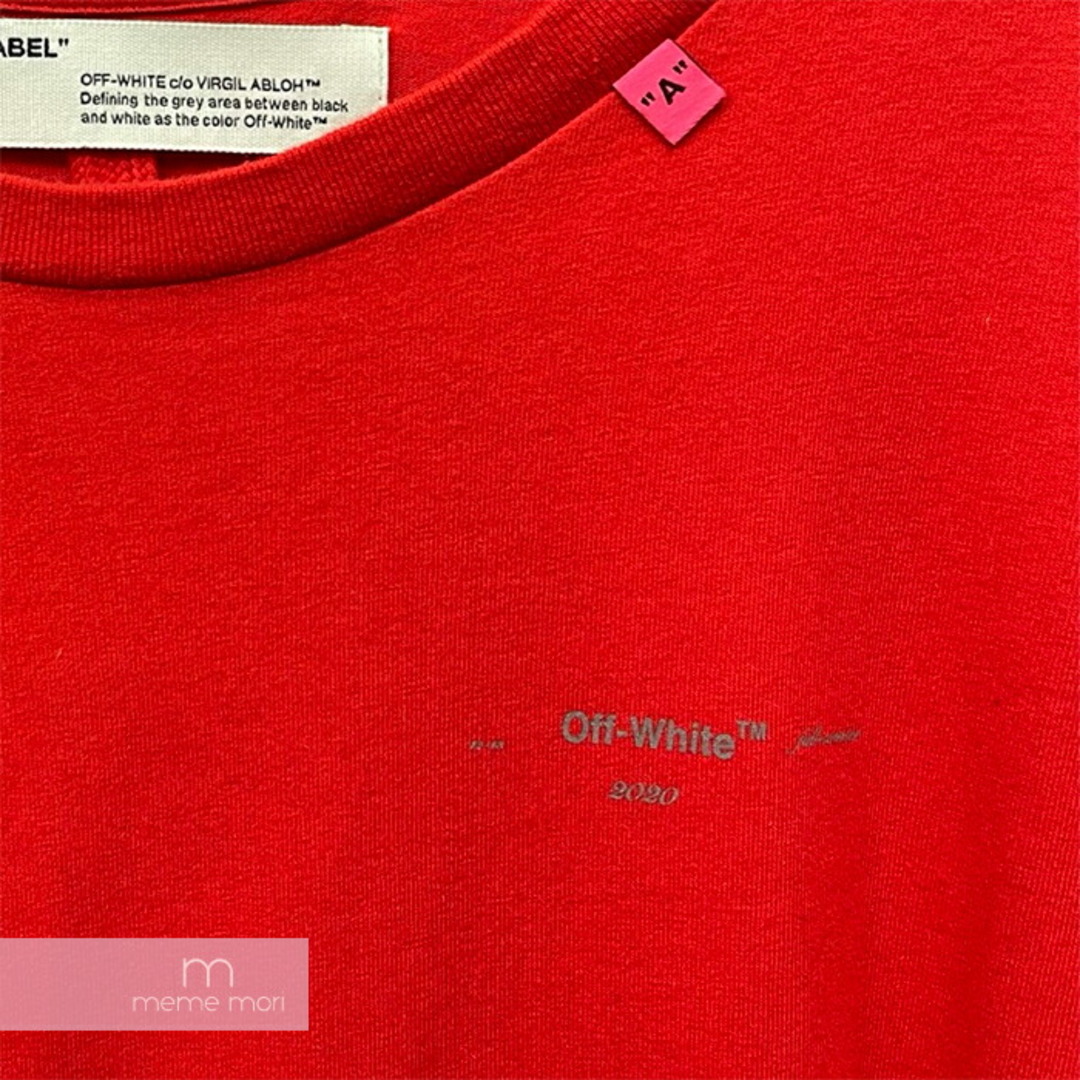 OFF-WHITE 2019AW Diag UnfiniShed D.Sleeve Tee OMAB022E19185003 オフホワイト ダイアグアンフィニッシュダブルスリーブTシャツ 長袖カットソー ロンT レイヤード ロゴプリント バックアロー レッド サイズM【231025】【-B】【me04】