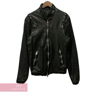 GIORGIO BRATO 2016SS Leather Jacket GU16S7604VVTR ジョルジオ・ブラット レザージャケット 革ジャン ダメージ加工 切替 ラムレザー ブラック サイズ50【231024】【中古-B】【me04】