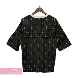 CHANEL 2023Cruise Rhinestone Tee P74162K10653 シャネル ラインストーンTシャツ 半袖カットソー ココマーク 総柄ロゴ ブラック サイズXL 【231028】【-A】【me04】