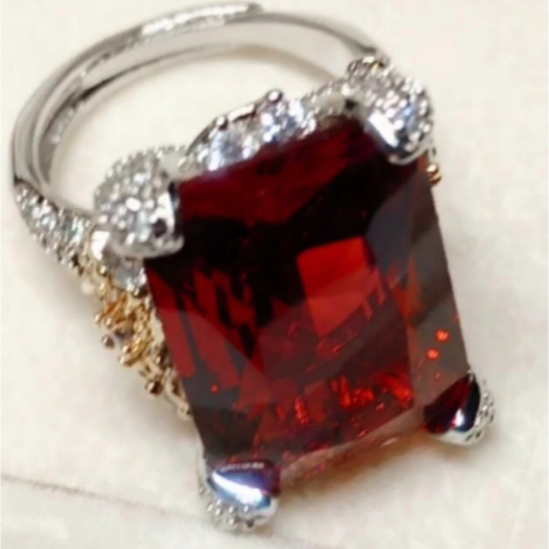 ルビー大粒＆ダイヤモンド指輪 調整可能 9g 高級リング  非磁性   レディースのアクセサリー(リング(指輪))の商品写真