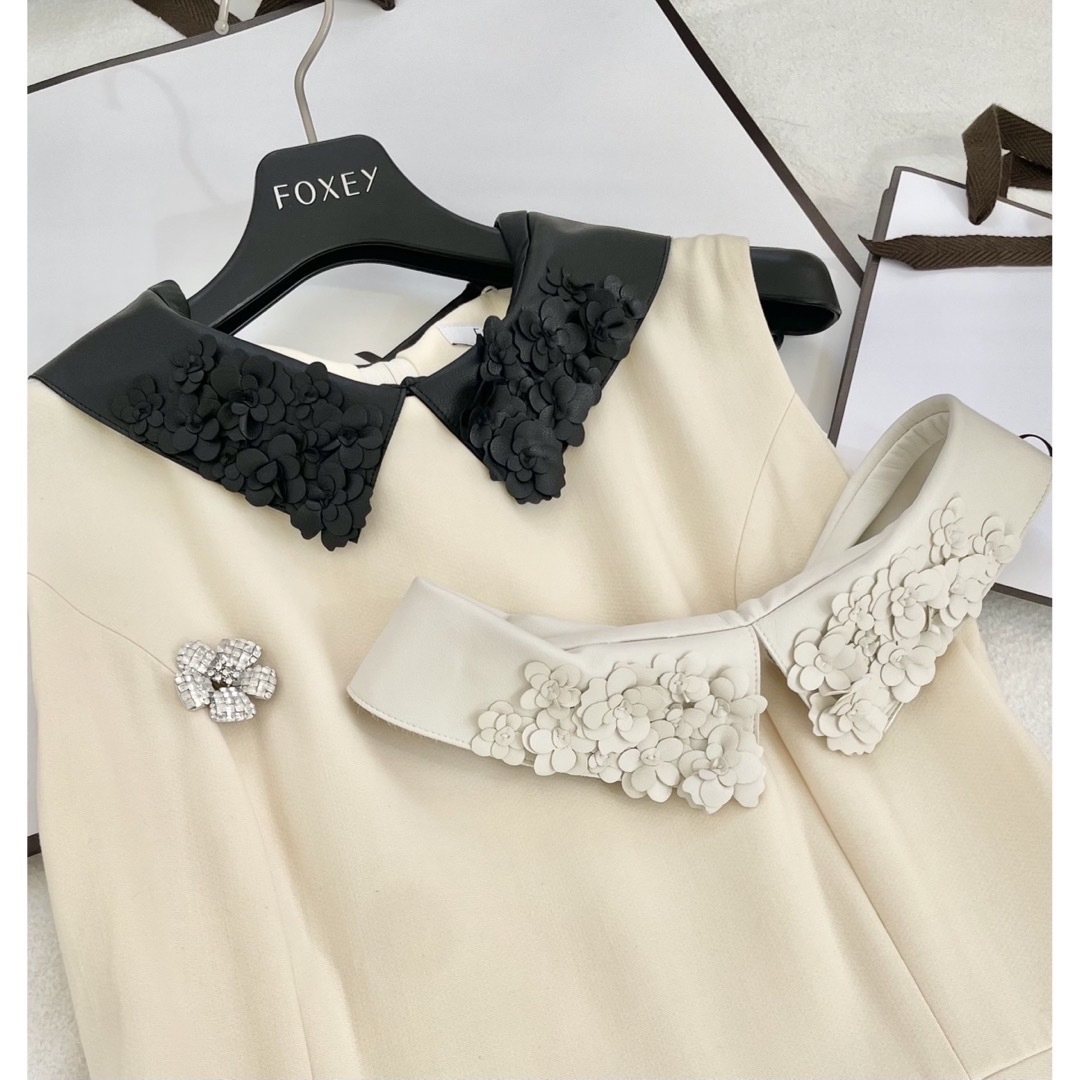 フォクシー 立体白襟 フラワーシャワー ワンピース flower フォクシー 立体白襟 フラワーシャワー ワンピース flower