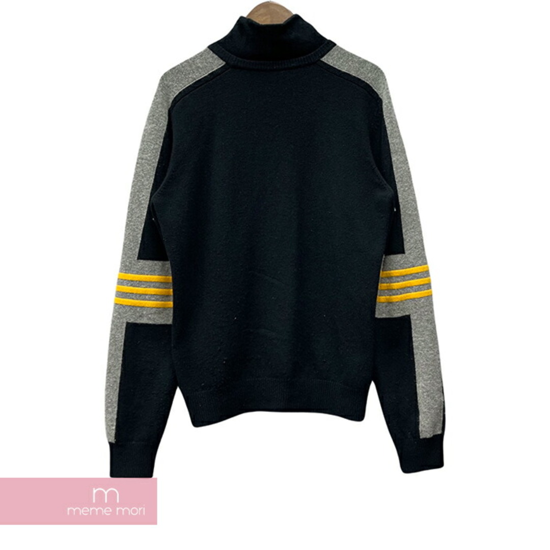 HERMES Turtleneck Sweater エルメス タートルネックセーター ハイネックニット カシミヤ混 ボーダーライン ブラック×グレー【231013】【-C】【me04】