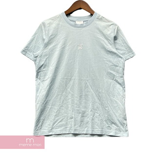 【新品】バーバリー　半袖Tシャツ　水色　ライン　ロゴ　サイズ8