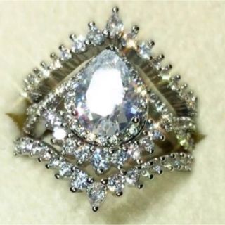 涙形ダイヤモンドの指輪 14号 8g diamond 結婚指輪 非磁性(リング(指輪))