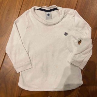 プチバトー(PETIT BATEAU)のプチバトー petit bateau ロンT 白 無地 12m 74cm(シャツ/カットソー)