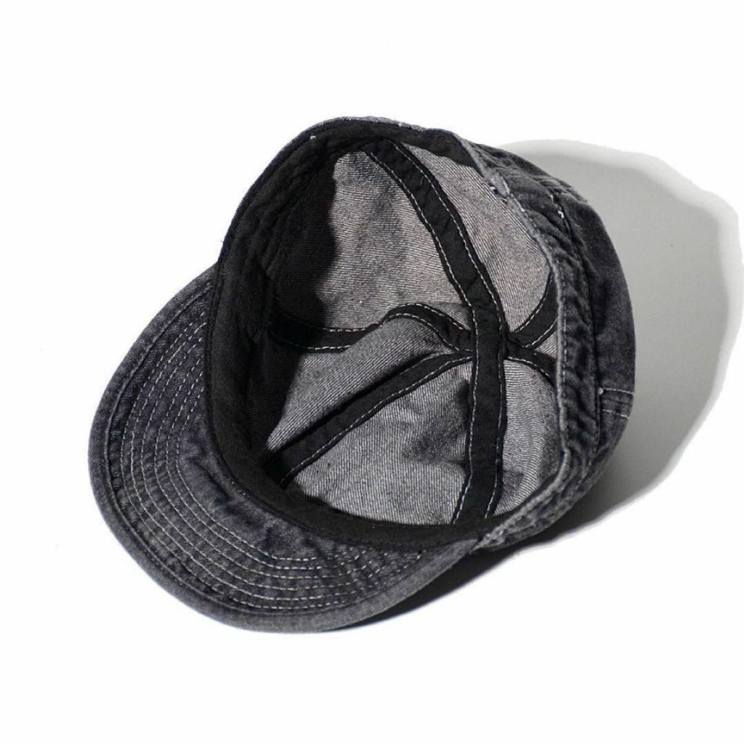 ショートブリム　アンパイア　キャップ　デニム　ストリート　アウトドア　ブラック  メンズの帽子(キャップ)の商品写真
