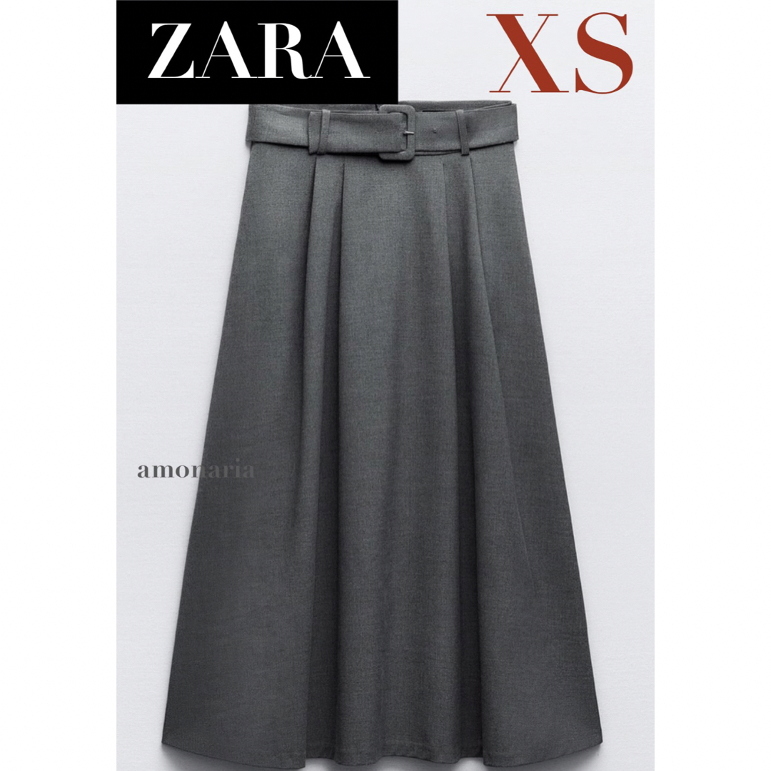 【新品/未着用】ZARA ベルトAラインスカート　フレアスカート　ロングスカート