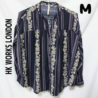 シマムラ(しまむら)のしまむら HKWORKSLONDON 花柄ストライプブラウス M ネイビー(シャツ/ブラウス(長袖/七分))