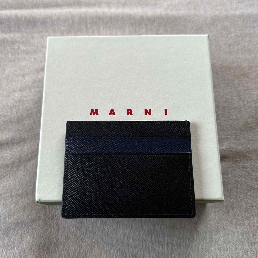黒新品 MARNI メンズ バイカラー レザー カードケース 財布 マルニ