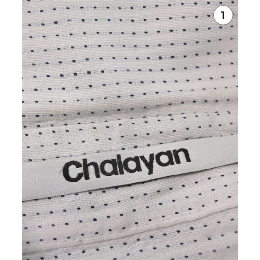 CHALAYAN(チャラヤン)のCHALAYAN チャラヤン カジュアルシャツ 52(XL位) 白x紺 【古着】【中古】 メンズのトップス(シャツ)の商品写真