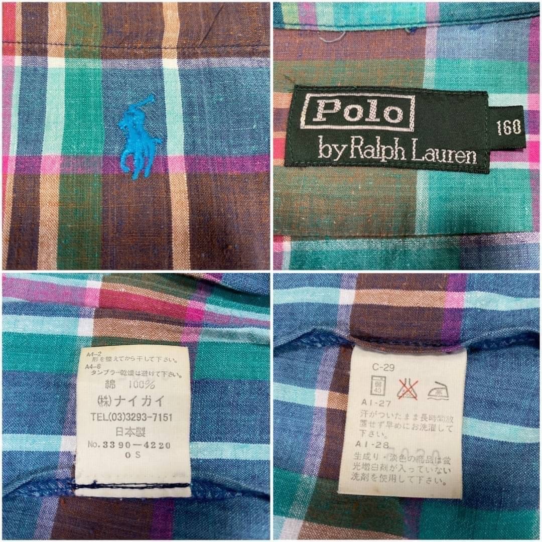 POLO RALPH LAUREN(ポロラルフローレン)のポロラルフローレン オープンカラーシャツ サイズ160 S相当 ワンポイントロゴ メンズのトップス(シャツ)の商品写真