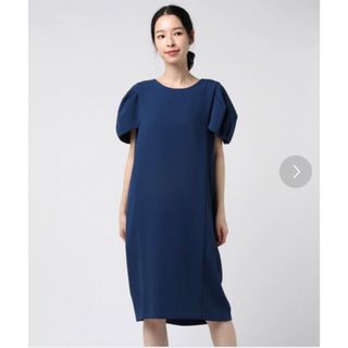 ビームス(BEAMS)の新品！B:MING by BEAMS★袖ボリュームサック ワンピース ネイビー(ひざ丈ワンピース)