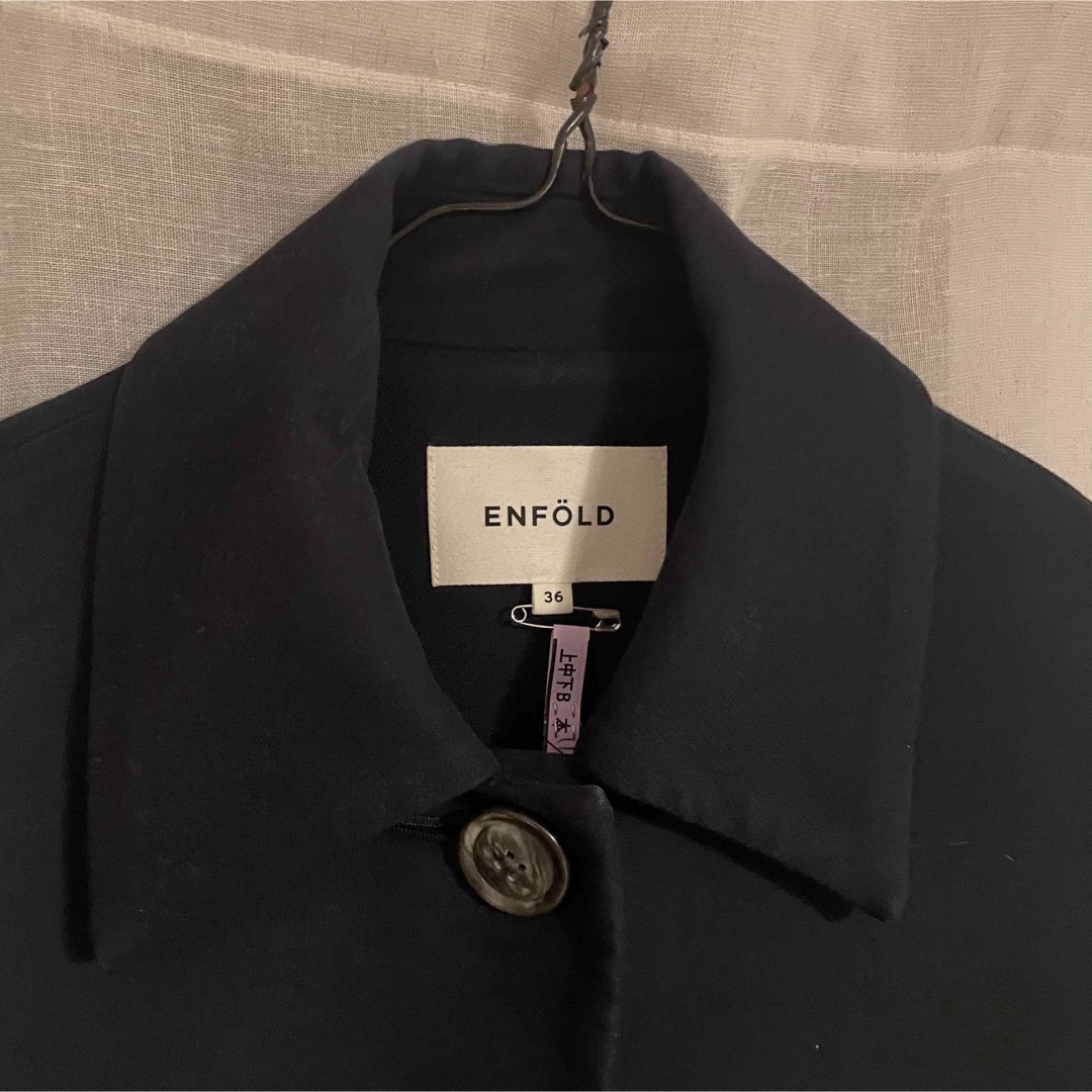 ENFOLD(エンフォルド)の美品 ENFOLD エンフォルド ステンカラーコート ネイビー ロングコート レディースのジャケット/アウター(ロングコート)の商品写真