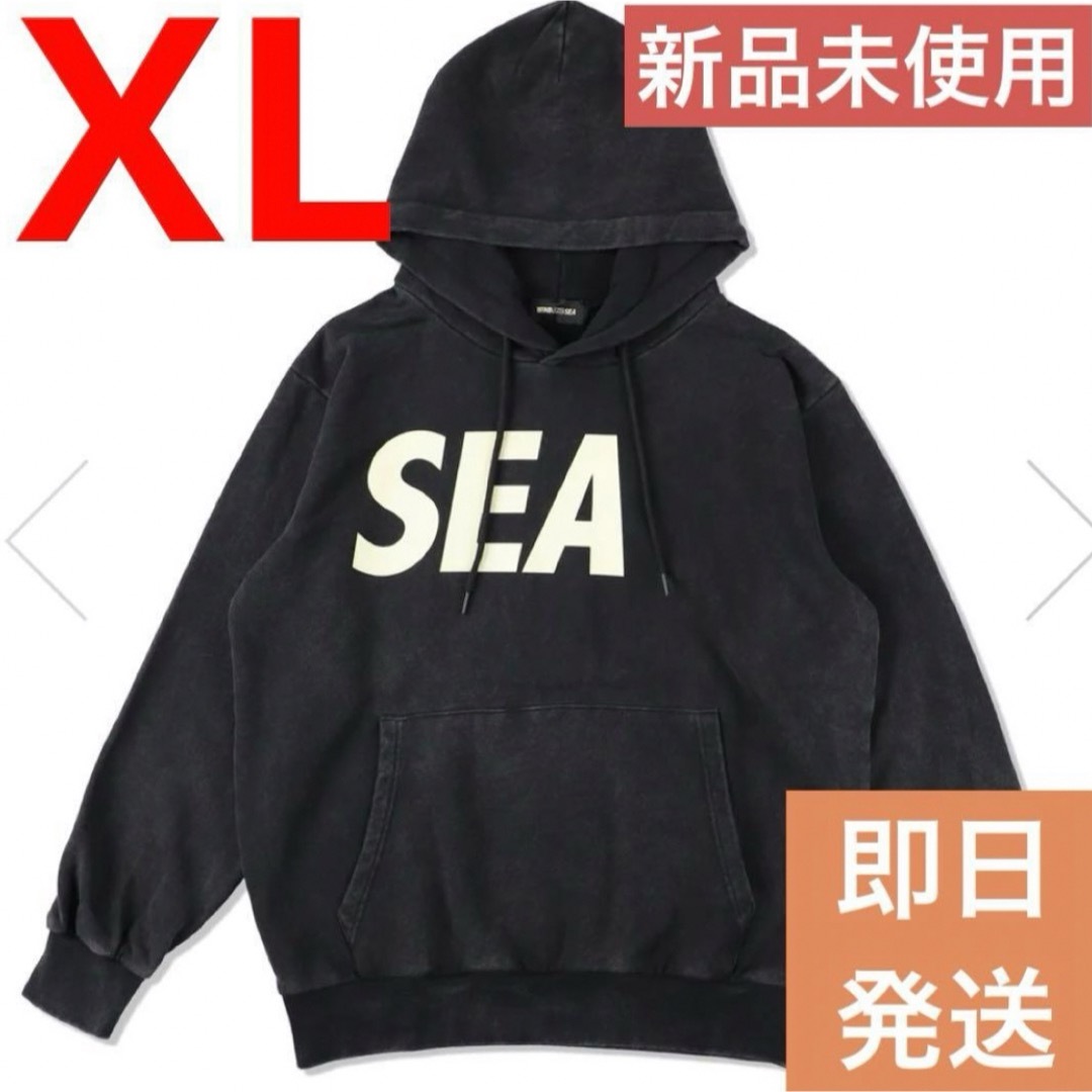 新品 WIND AND SEA ロゴ パーカー 黒 フーディー ブラック XL