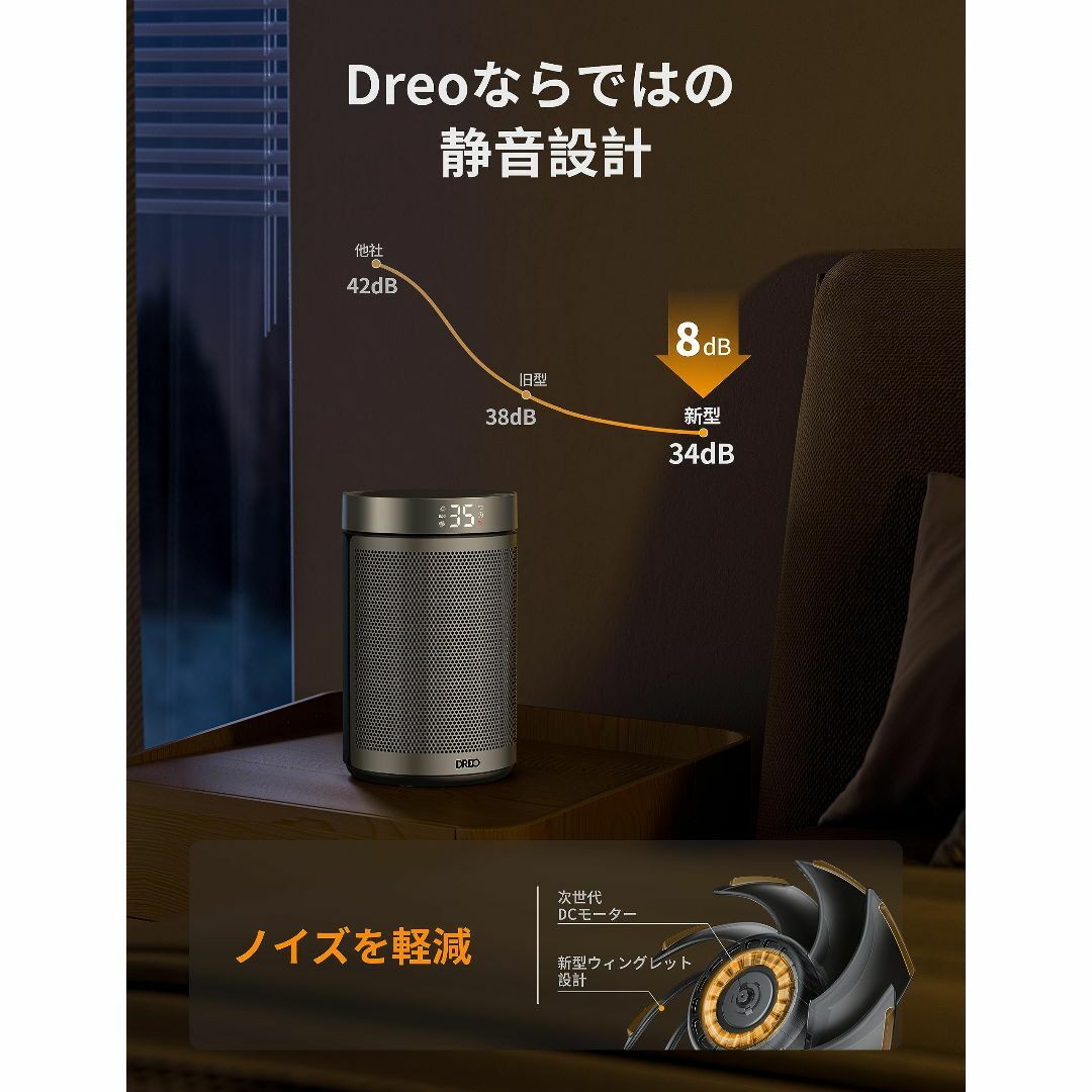 【2023最新】Dreoセラミックヒーター 小型 電気ストーブ 省エネ ファンヒ