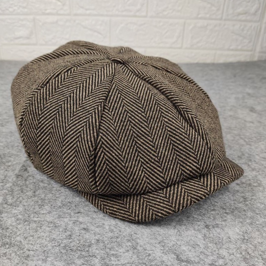 ハンチング帽 キャスケット 帽子 ブラウン ベレー帽 クラシック ヘリンボーン レディースの帽子(ハンチング/ベレー帽)の商品写真