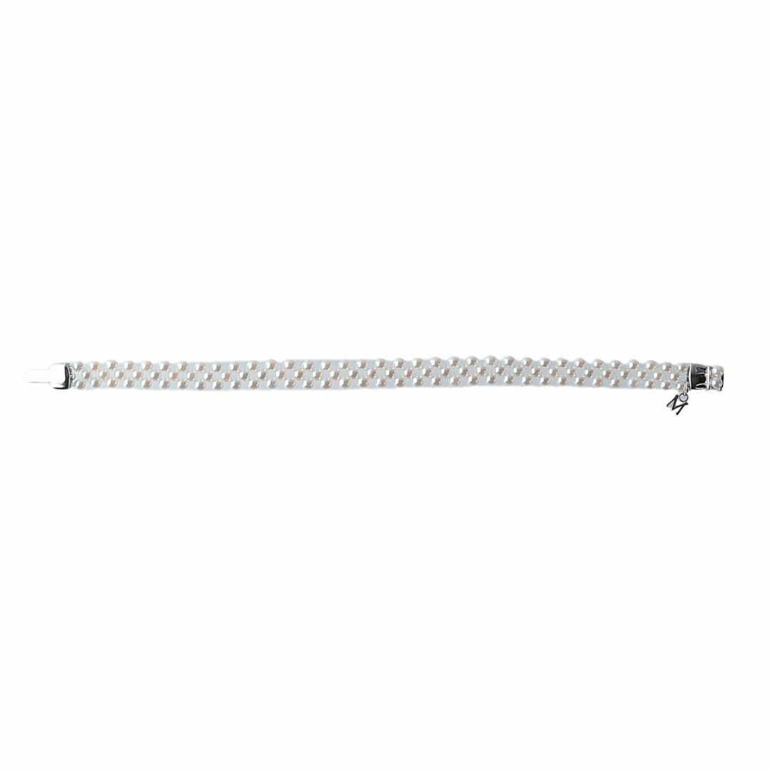 MIKIMOTO(ミキモト)のミキモト ベビーパール ブレスレット 3連 レース編み アコヤパール 美品 3.0mm～3.5mm K18WG/SV 18cm 箱 MIKIMOTO【14559】 レディースのアクセサリー(ブレスレット/バングル)の商品写真