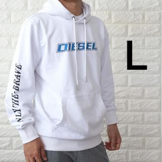 新品 L DIESEL ブランド パーカー スウェット フーディ ロゴ N1 白