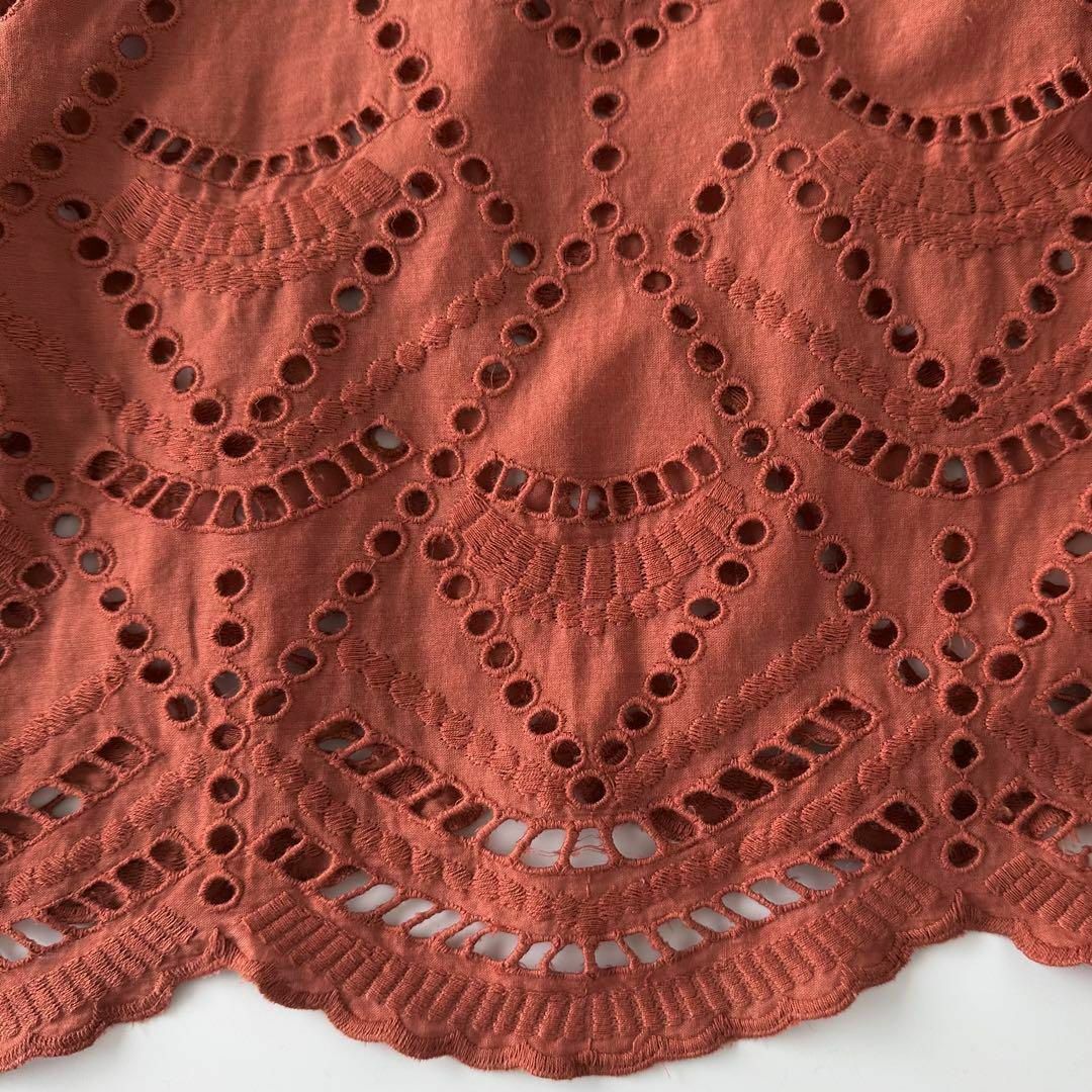 ヌキテパ ギャザー刺繍トップス インド製 コットン100% 刺繍 レース 七分袖
