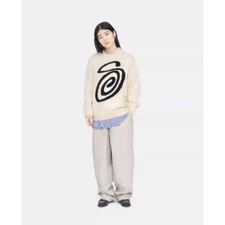 新品 STUSSY  Sサイズ ステューシー ニットセーター ブラック×ベージュ