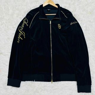 SEAN JOHN ベロア フルジップジャケット ブラック ゴールド XL