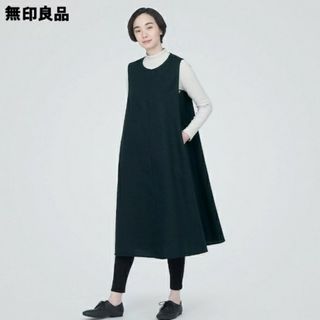 ムジルシリョウヒン(MUJI (無印良品))の≪新品≫  無印良品 起毛 ジャンパースカート  ／ダークネイビー／Ｍ(ひざ丈ワンピース)