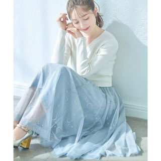 トッコクローゼット(TOCCO closet)のトッコクローゼット☆ エトワールラメプリントチュールフレアスカート☆新品(ロングスカート)