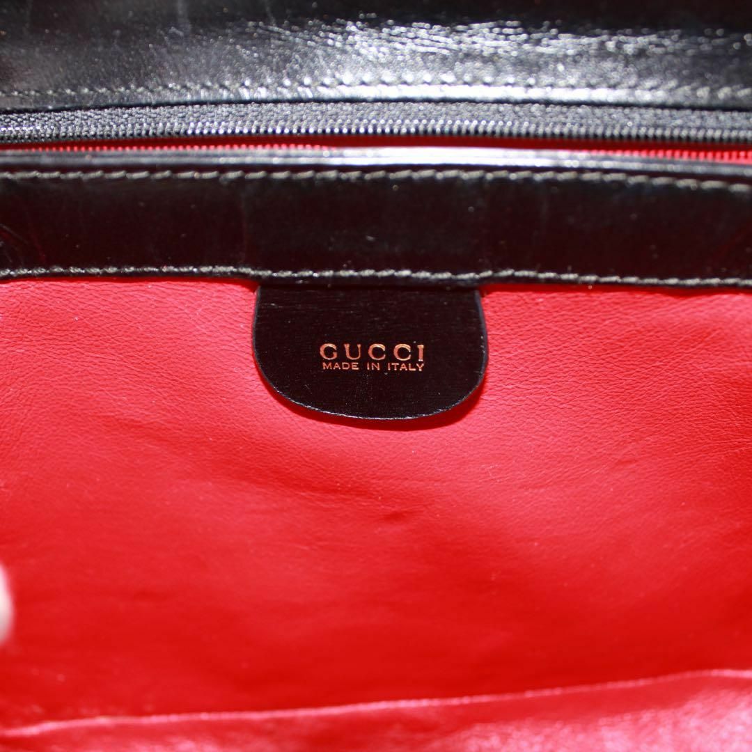 美品 GUCCI オールドグッチ 2way バンブー ターンロック レザー 黒