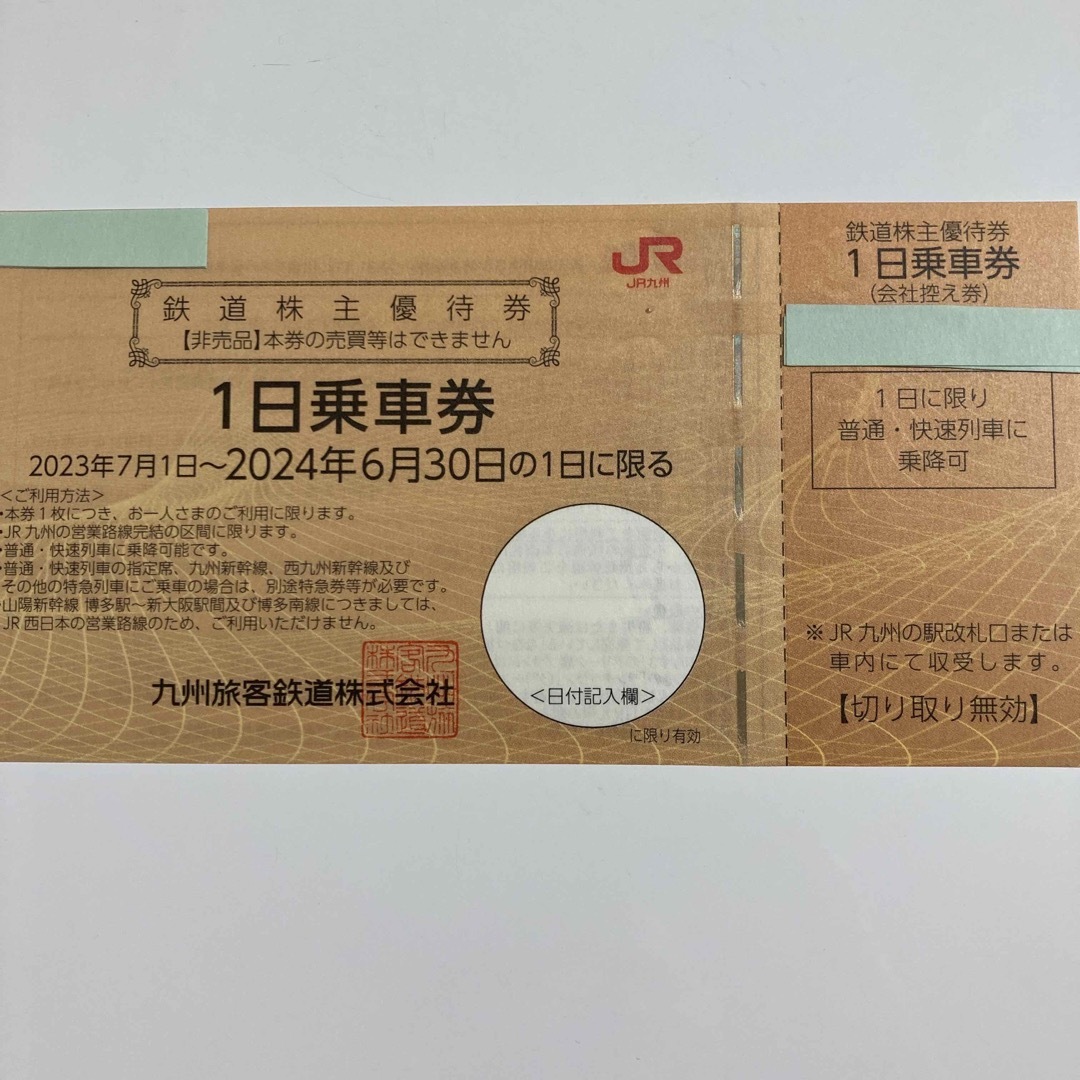 JR九州　１日乗車券×1枚、