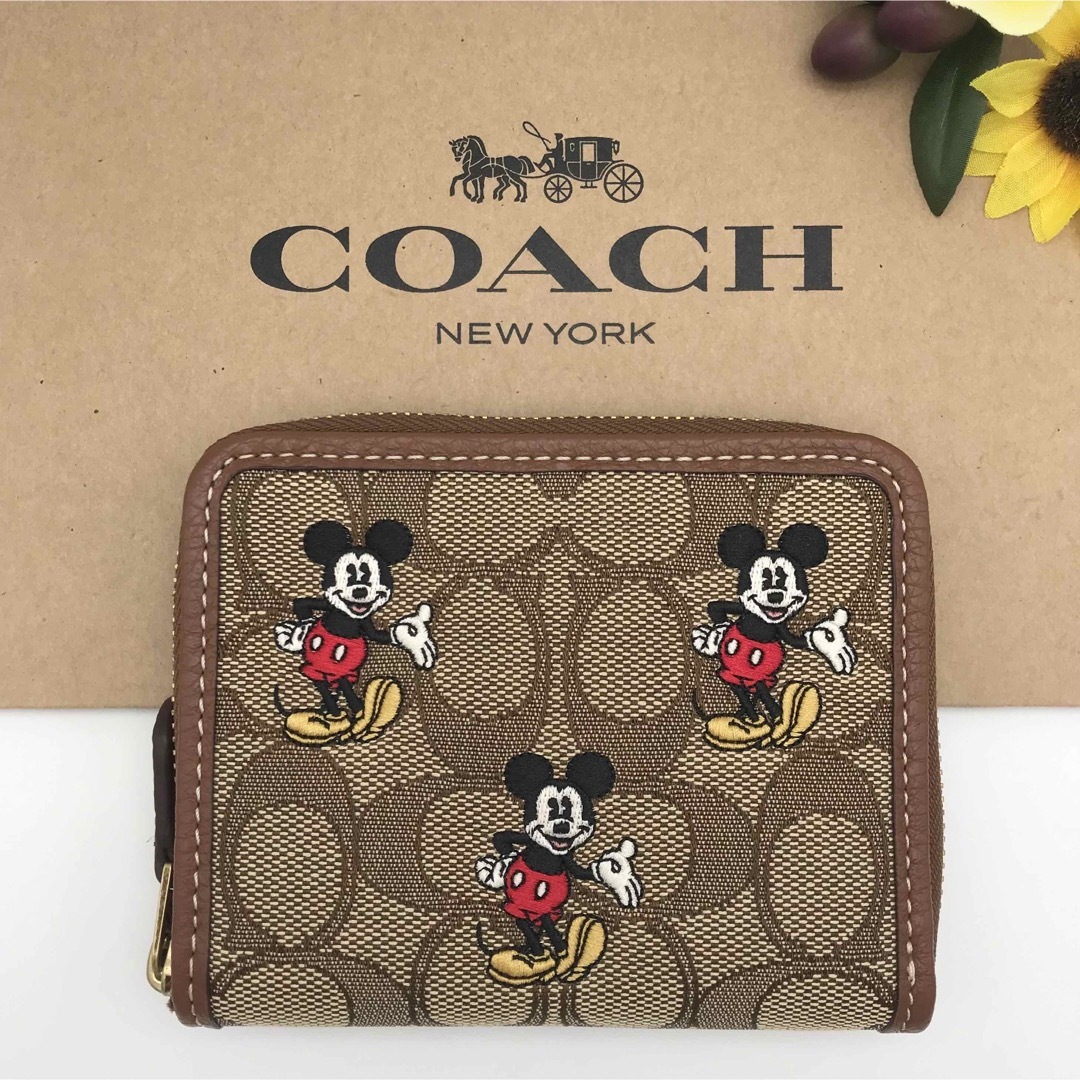 DISNEY X COACH スモールジップアラウンドウォレット ミッキー 新品