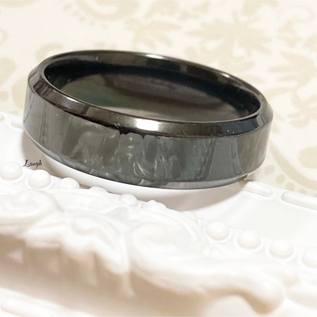 New角リングメンズ ステンレスリング ステンレス指輪 ピンキーリング ブラック メンズのアクセサリー(リング(指輪))の商品写真