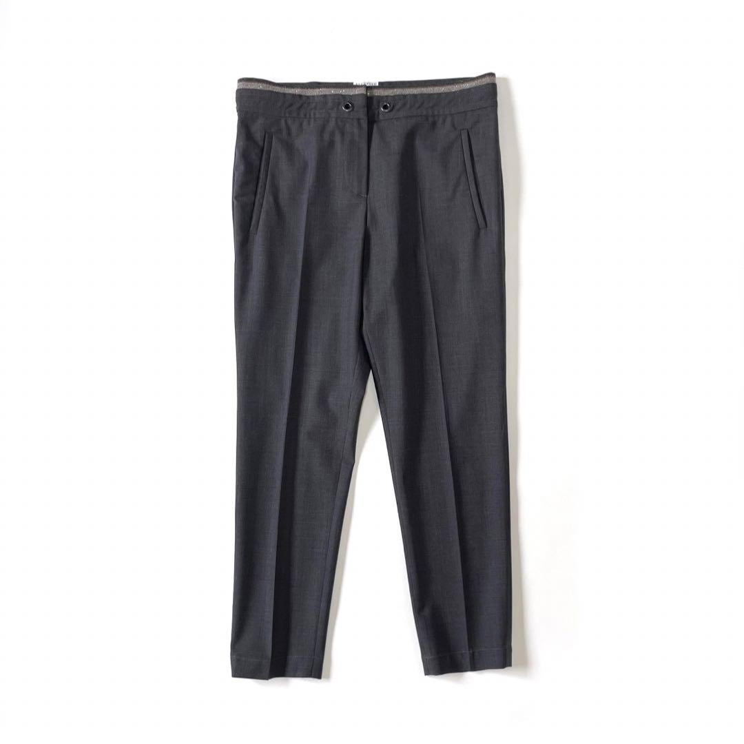 極美品 ブルネロクチネリ モニーレ ストレッチパンツ 40 グレー-