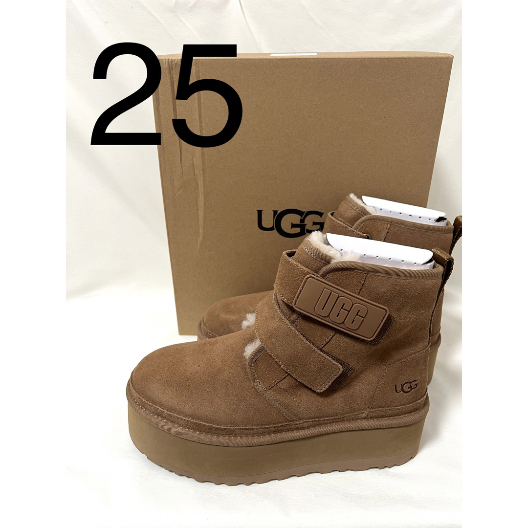 25 UGG ugg ブーツ ニューメルプラットフォーム 厚底 チェルシー 茶色 | フリマアプリ ラクマ