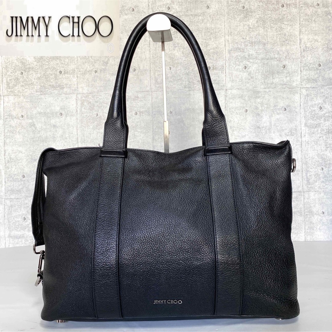 良品】JIMMY CHOO SAVILLE BLACK A4 トートバッグ-