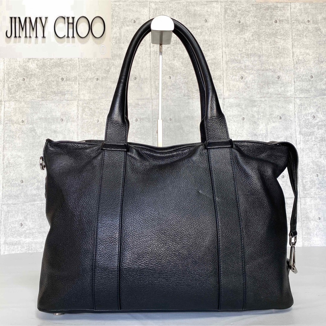 良品】JIMMY CHOO SAVILLE BLACK A4 トートバッグ-