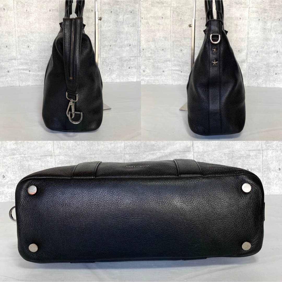 良品】JIMMY CHOO SAVILLE BLACK A4 トートバッグ-