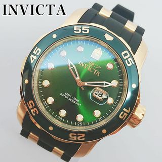 インビクタ(INVICTA)のインビクタ腕時計メンズ グリーン ブラック 新品クォーツ高級ブランド ケース付属(腕時計(アナログ))