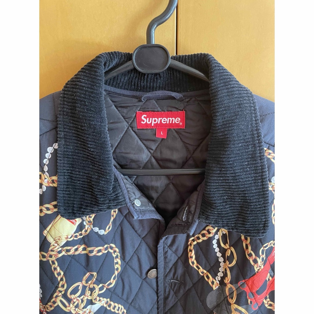 supreme 総柄 チェーン キルティングジャケット