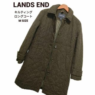 ランズエンド(LANDS’END)のランズエンド キルティングジャケット LANDSEND ロングコート グレー(ステンカラーコート)