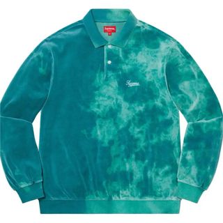 (M)Supreme Bleached Velour L/S Poloベロアポロ