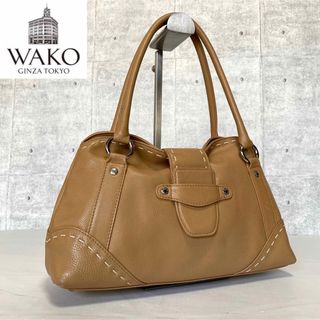 銀座和光 WAKO ハンドバッグ ショルダーバッグ シボ革 オレンジ