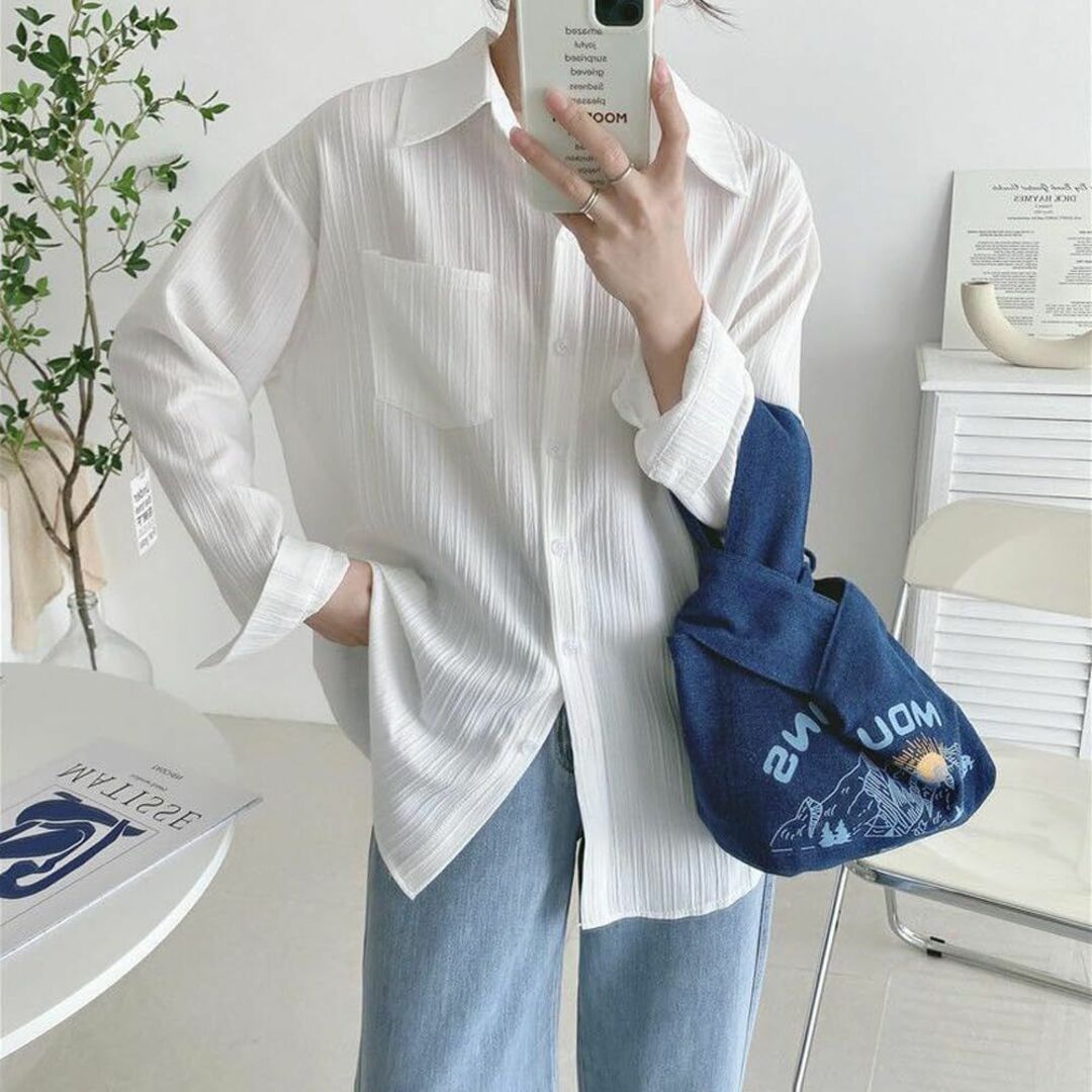 【色: ホワイト】カーディガン レディース シャツ 長袖 UVカット 紫外線対策