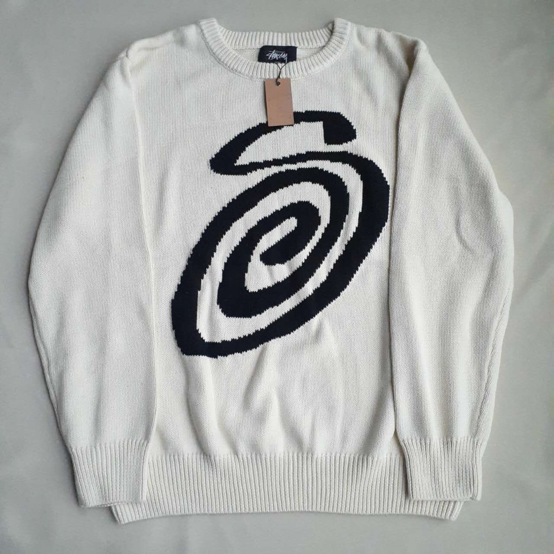 STUSSY Mサイズ ステューシー ニットセーター ブラック×ベージュ STUSSY Mサイズ ステューシー ニットセーター ブラック×ベージュ